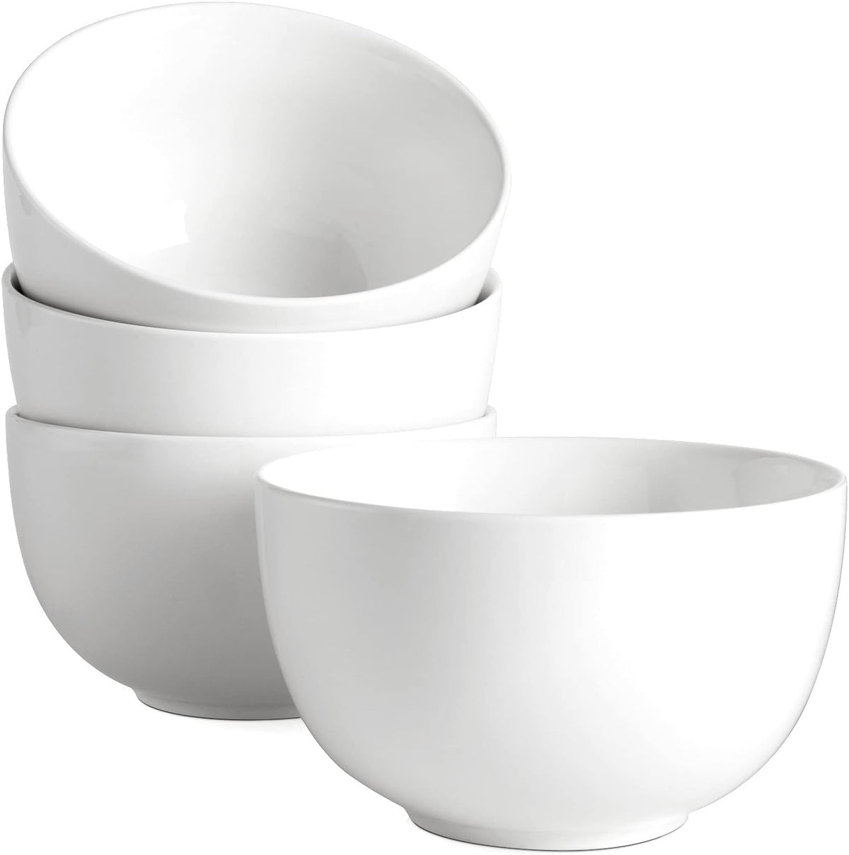 DOWAN 5.8" Deep Soup Bowls & Cereal Bowls - 30 Ounces Large Bowls Set of 4 for Kitchen - White Ceramic Bowls for Cereal  Soup  Oatmeal  Salad  Ramen  Noodle  Rice - Dishwasher & Oven Safe