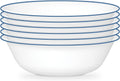 Corelle 6-Piece 18oz Round Bowls Vitrelle Triple Layer Glass  Perfect for Soup  Cereal and Snacks  Lightweight  Chip and Scratch Resistant  Microwave and Dishwasher Safe  Botanical Stripes