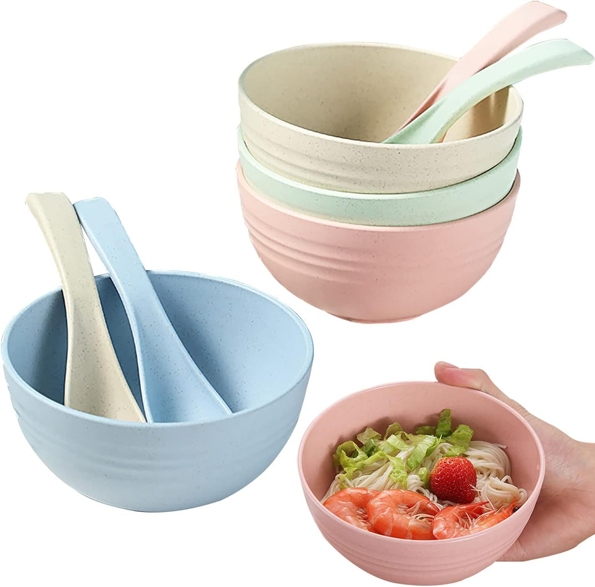 8 OZ Small Bowls Set Cereal Bowls Wheat Straw Bowl Assorted Color Dessert Bowls for Serving Soup  Oatmeal  Pasta and Salad