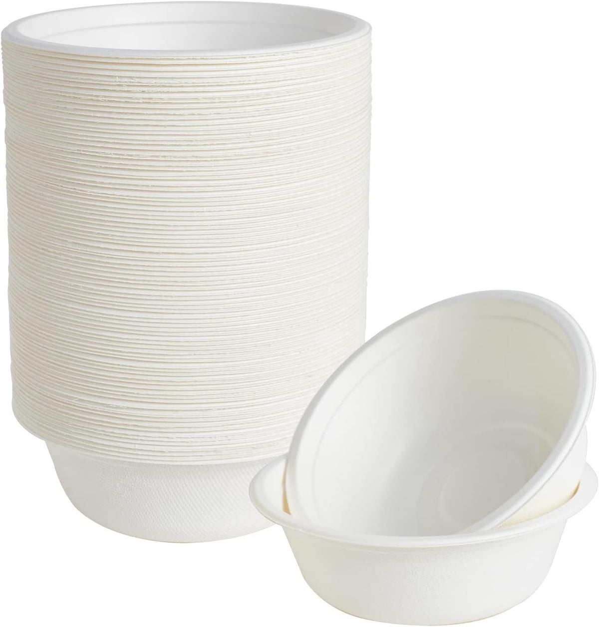 ECOLipak 150 Pack 12 oz Paper Bowls Disposable  Heavy-Duty Biodegradable Compostable Bowls Made of Natural Sugarcane Bagasse  Suitable for Salad  Dessert  Milk  Cereals