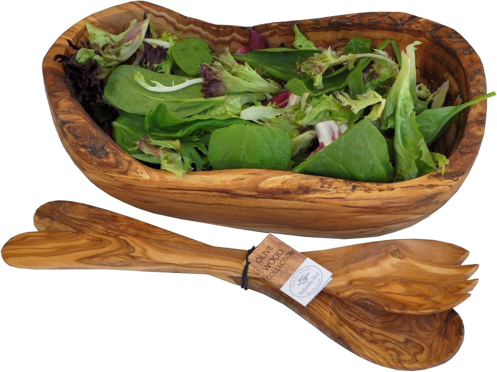 Naturally Med Olive Wood Natural Fruit Bowl/Salad Bowl/Serving Bowl 12.5"