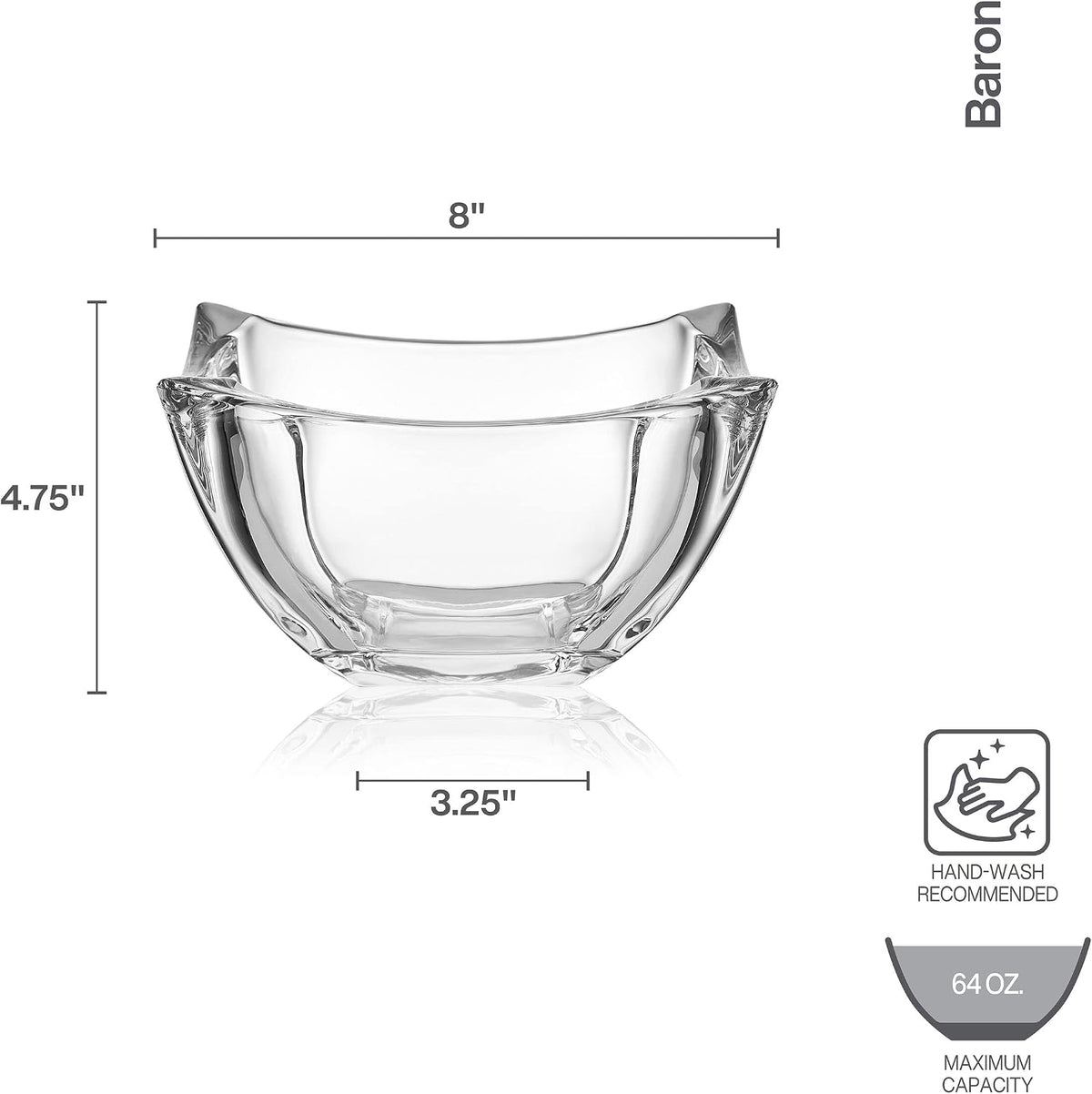 Mikasa Baron Crystal Square Bowl  8 Inch