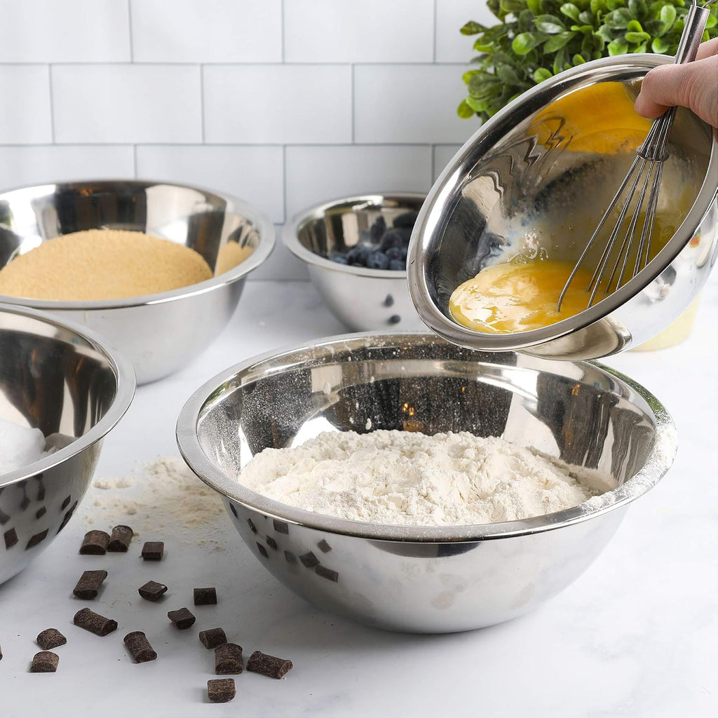 WHYSKO Meal Prep Stainless Steel Mixing Bowl (5-Piece Set) Home  Refrigerator  and Kitchen Food Storage Organizers | Ecofriendly  Heavy Duty  No Lids